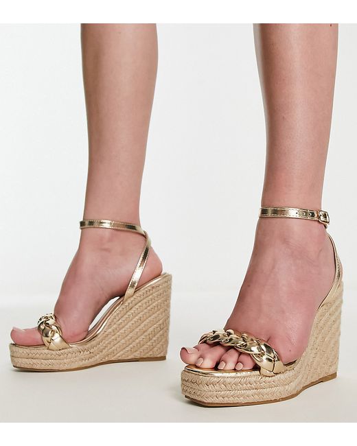 Glamorous Wide Fit espadrille wedge heeled sandals in