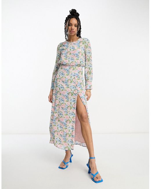 Other Stories chiffon midaxi dress with split in floral