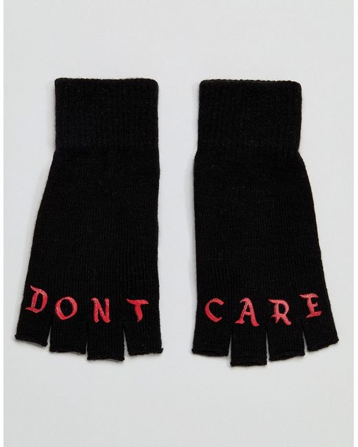 Asos Fingerless Gloves In With Dont Care Print