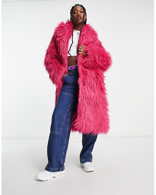 Weekday Mia faux fur coat in bright