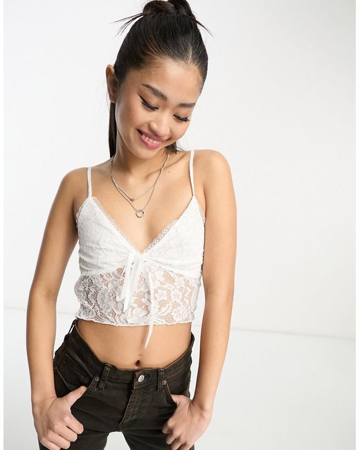 Heartbreak cami top with lace print in white-