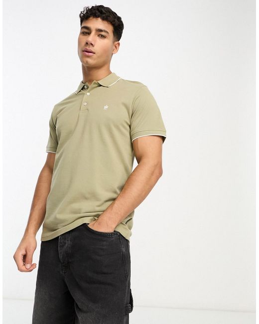 French Connection single tipped polo in light khaki-