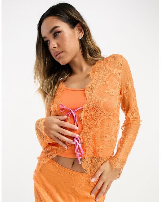 Never Fully Dressed contrast tie lace top in part of a set