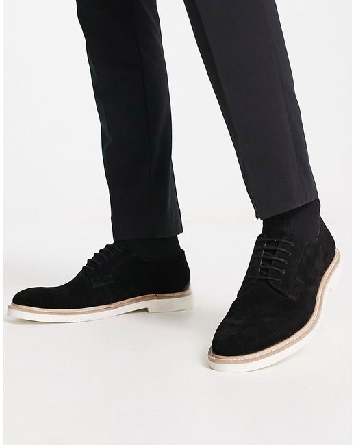 Asos Design lace up derby shoes in suede with white contrast sole