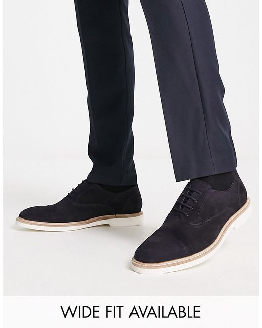 Asos Design lace up oxford shoes in suede with contrast sole