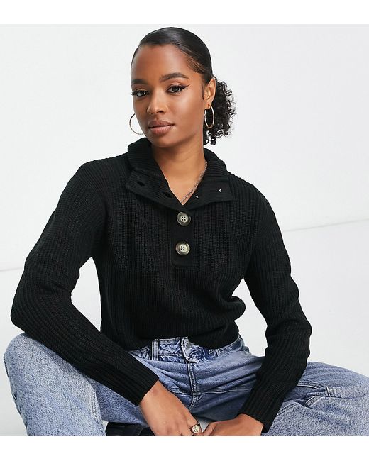 Brave Soul Petite whitehall polo neck sweater in
