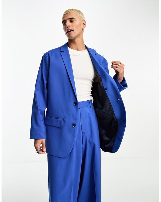 Asos Design oversized suit jacket in cobalt