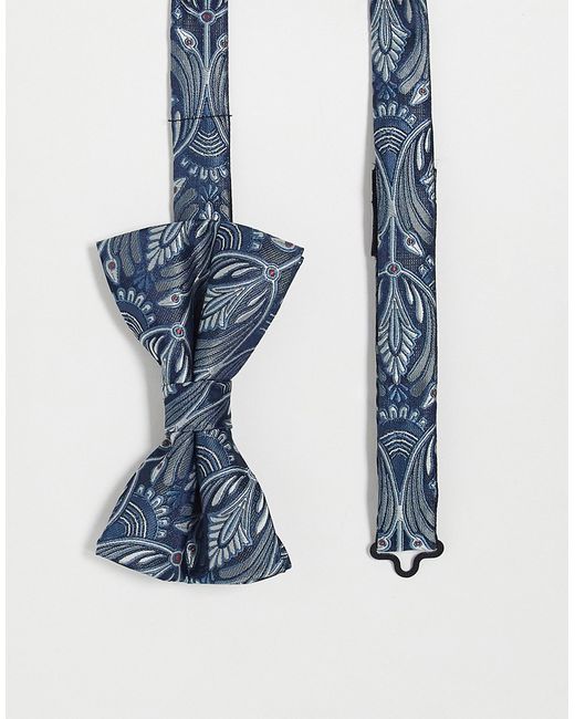 Twisted Tailor bow tie in blue with peacock design-