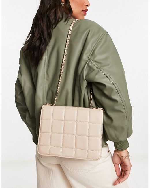 French Connection quilted crossbody bag in taupe-