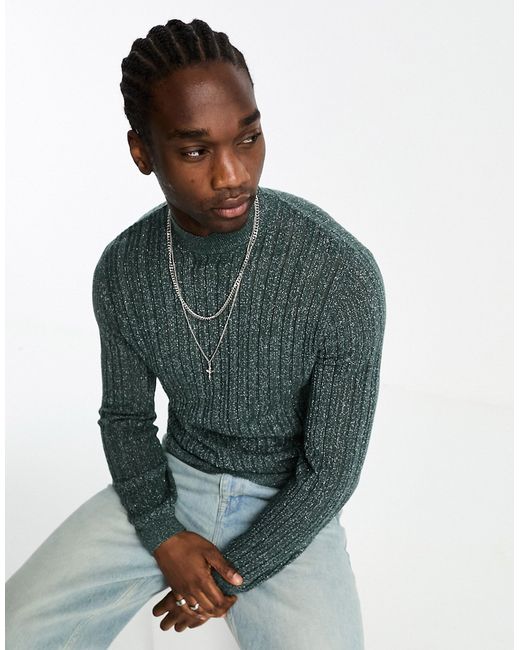 Asos Design knitted sweater with turtle neck in metallic pointelle
