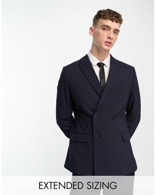 Asos Design Wedding skinny double breasted suit jacket in