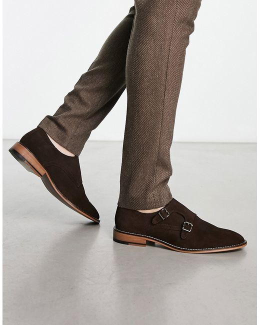 Asos Design monk shoes in suede with natural sole