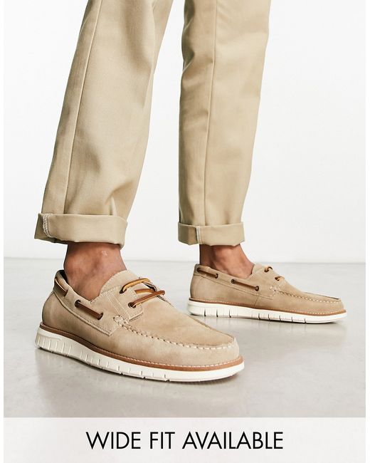 Asos Design boat shoes in stone suede-