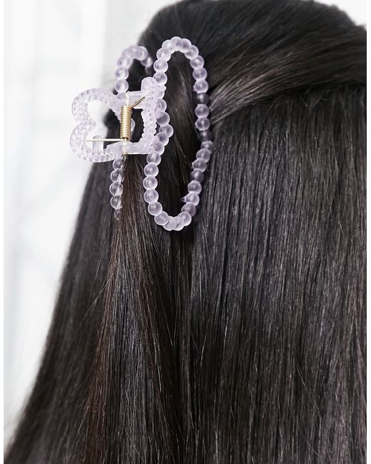 DesignB London heart shaped hair claw in lilac-