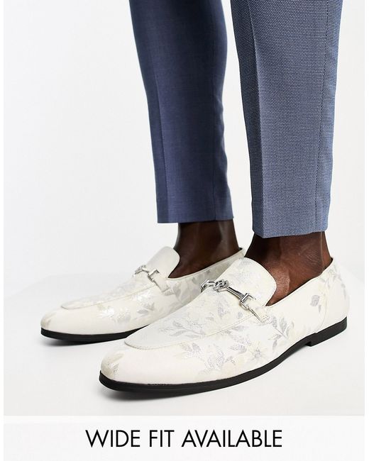 Asos Design loafers in floral print with silver snaffle