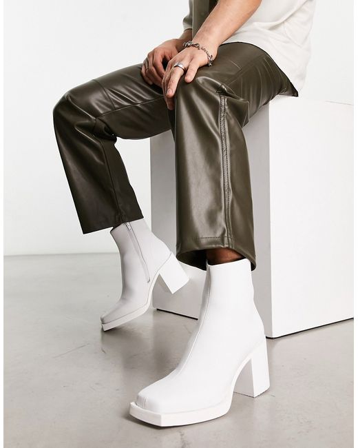 Asos Design heeled chelsea boots in leather with sole