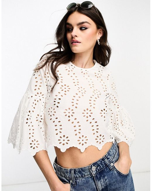 Other Stories cropped eyelet blouse in