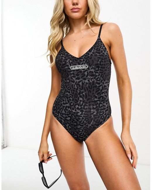 Quiksilver leopard print swimsuit in