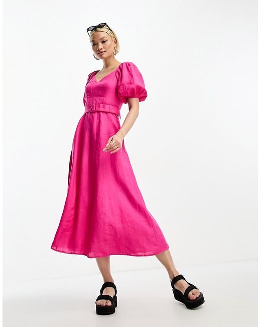 Other Stories puff sleeve belted midaxi dress in
