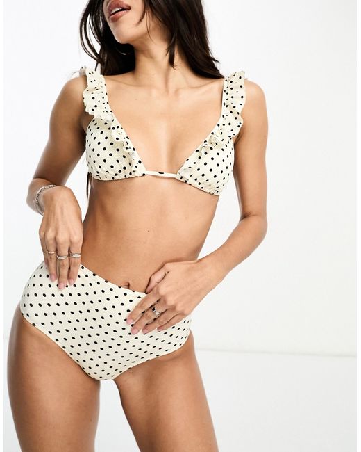 Other Stories frill triangle bikini top in off spot
