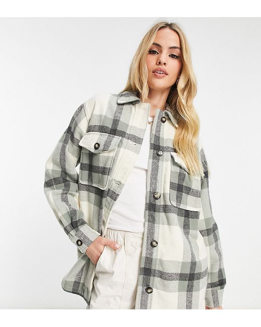 New Look Tall check oversized shirt in