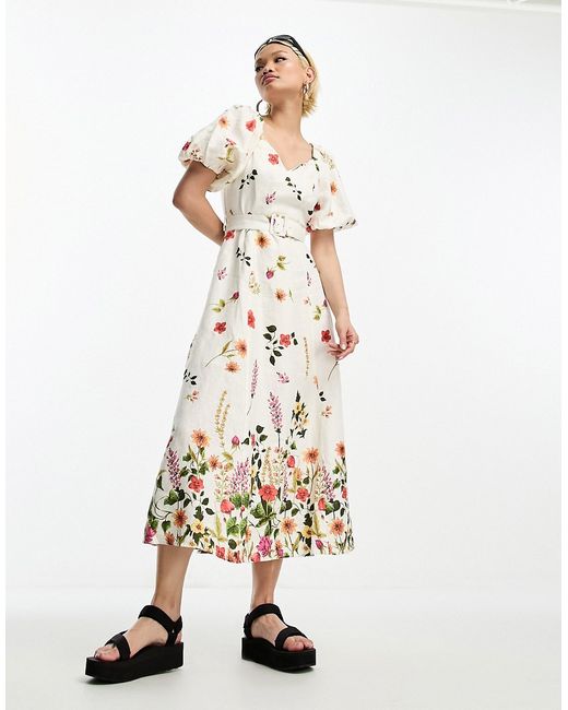 Other Stories puff sleeve belted midaxi dress in floral print-