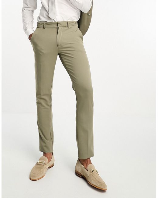 New Look super skinny suit pants in sage-