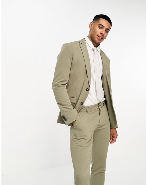 New Look super skinny suit jacket in sage 2-