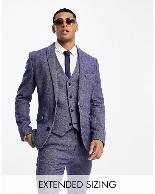 Asos Design wedding super skinny wool mix puppytooth suit jacket in