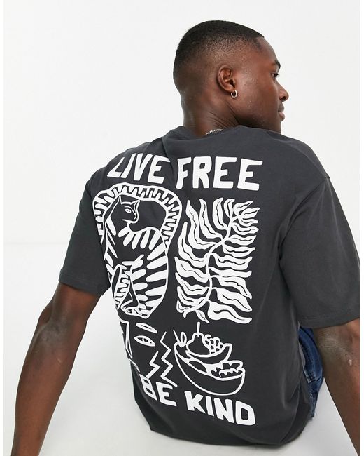 Selected Homme oversized t-shirt with live free back print in
