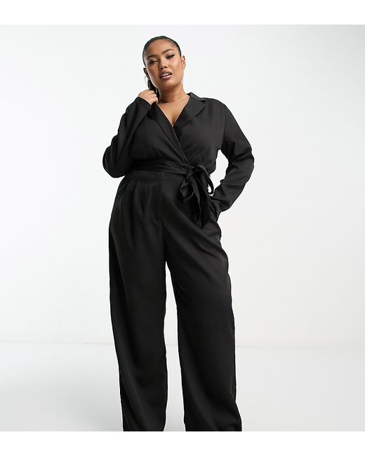 In The Style Plus tuxedo jumpsuit in
