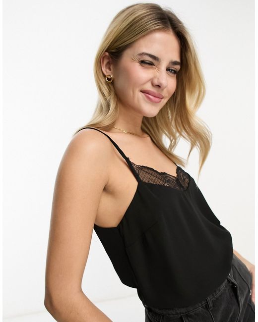 New Look lace trim cami top in
