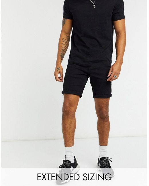 Asos Design slim mid length denim shorts in