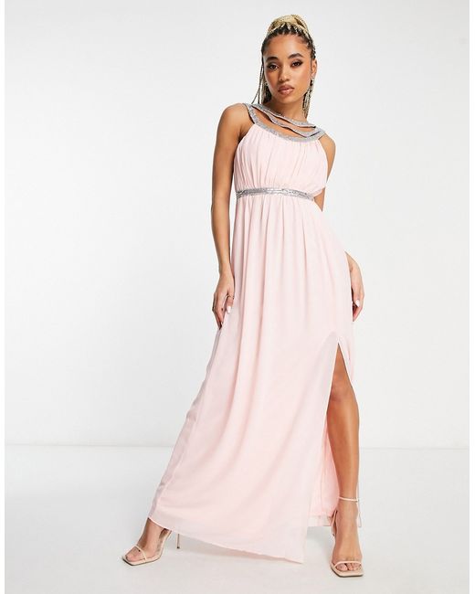 Tfnc premium embellished back and front maxi dress in whisper