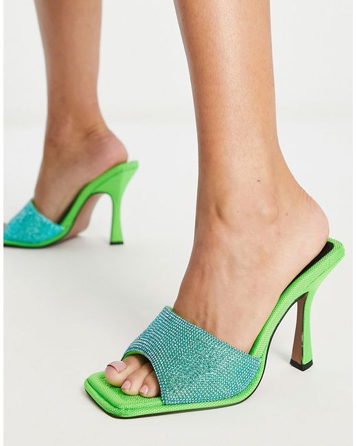 Asos Design Nessa embellished heeled mules in and blue