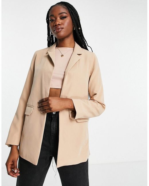 New Look slouchy suit blazer in stone-
