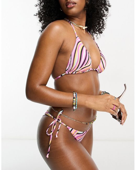 Billabong Sol Searcher string triangle bikini top in stripe