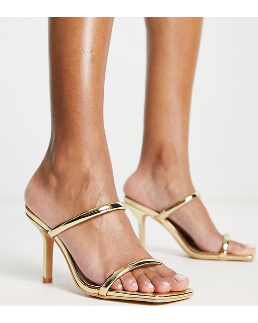 Glamorous Wide Fit two strap mule heeled sandals in