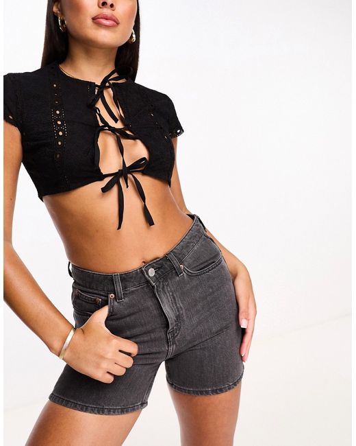 Asos Design broderie beach crop top with keyhole detail in set
