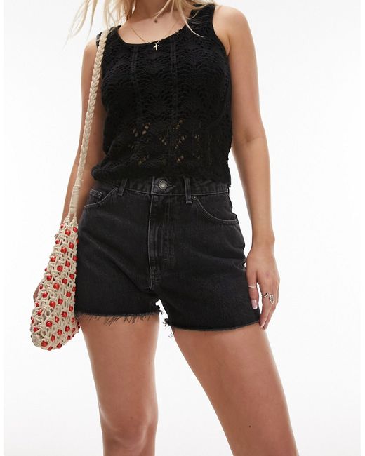 Topshop Hourglass denim a-line mom shorts in washed