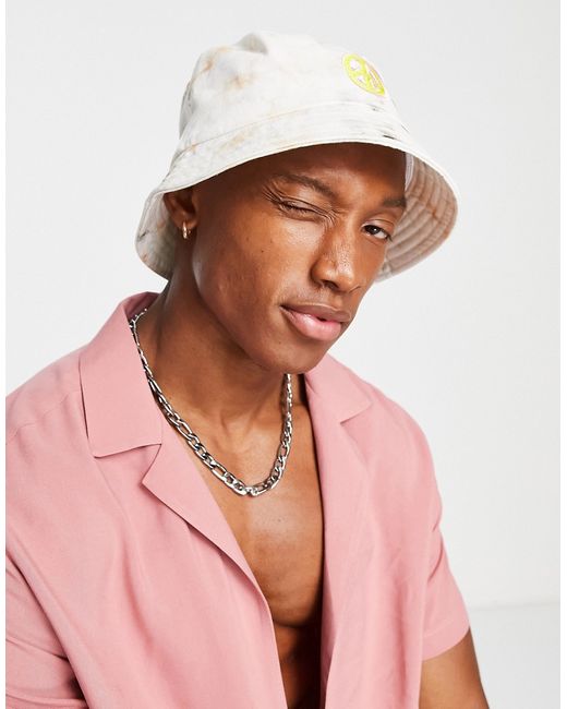 Asos Design bucket hat in tie dye with peace sign-