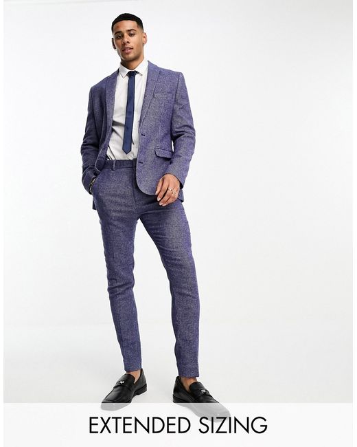 Asos Design wedding super skinny wool mix puppytooth suit pants in