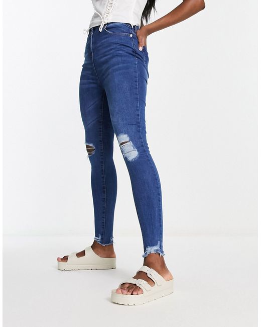 Parisian distressed knee skinny jeans in mid