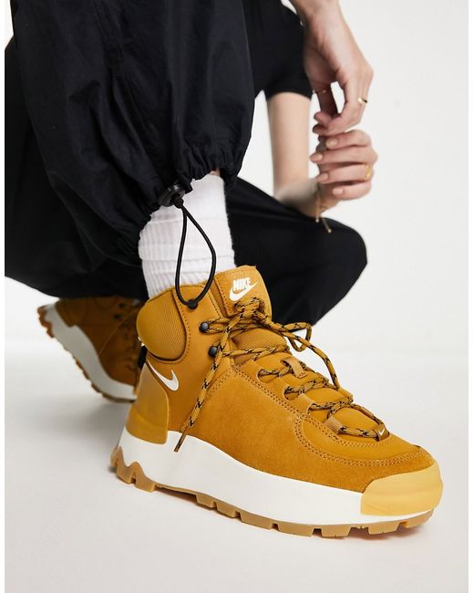 Nike City sneaker boots in wheat and white-