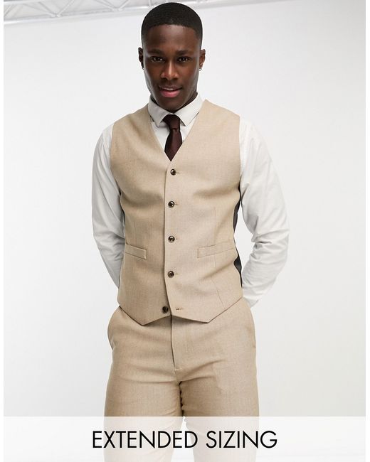 Asos Design Oxford skinny suit vest in toffee-