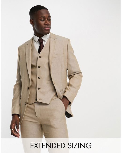Asos Design skinny oxford suit jacket in toffee-