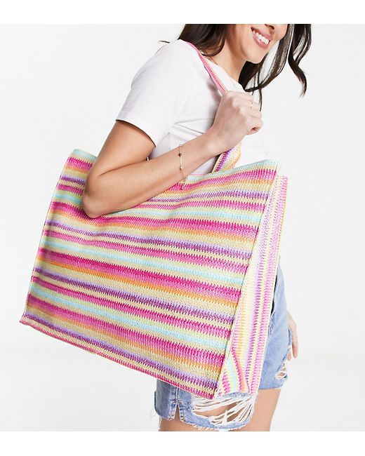 South Beach woven striped tote bag in