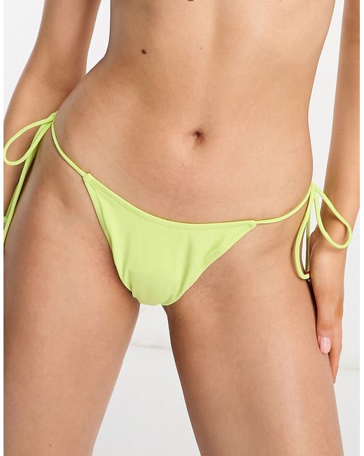 Candypants tie side bikini bottom with multi beads in lime-