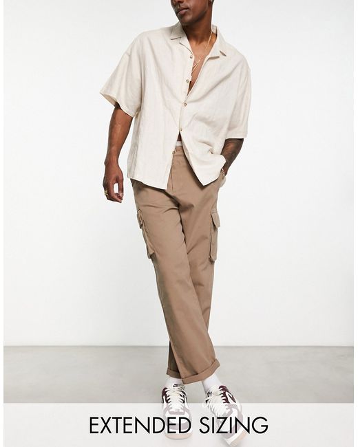 Asos Design relaxed cargo pants in stone-