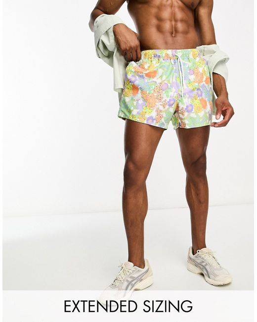 Asos Design swim shorts in short length floral garden print-